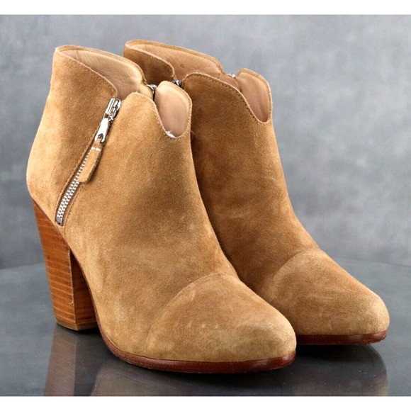 Rag & Bone Margot $325 Women's Ankle Booties Boots Size EU 41 US 11 Suede Tan - Picture 5 of 13